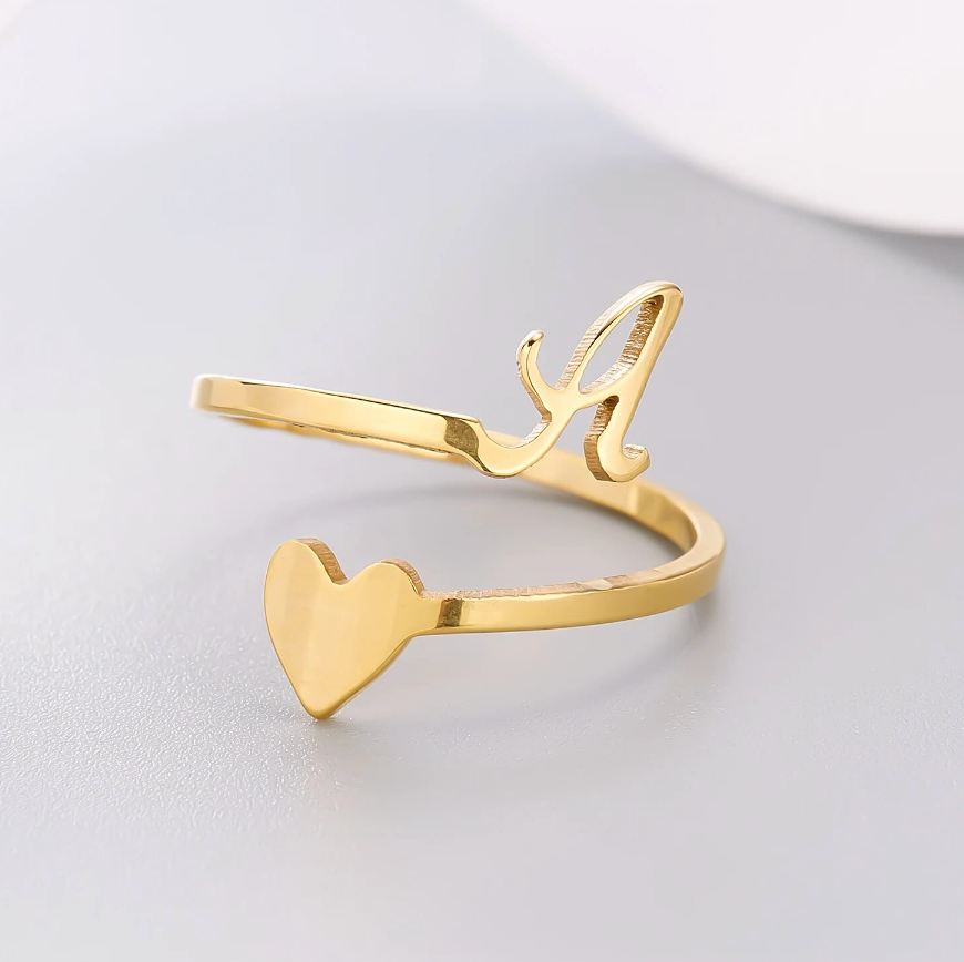 Heart Initial Ring